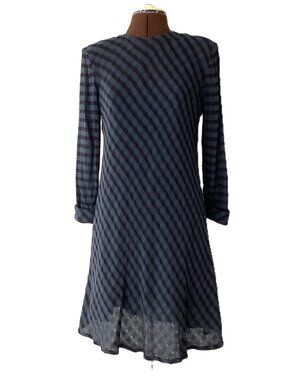 Vintage Chetta B Navy Wool Dress with Long Sleeves